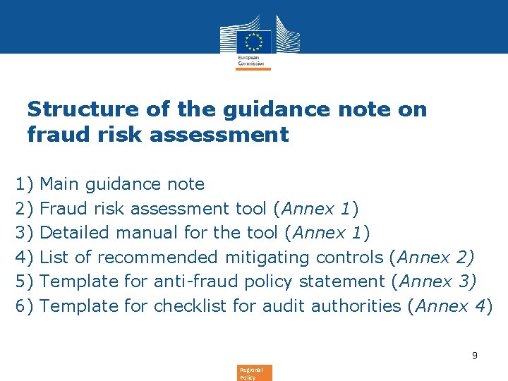 Structure of the guidance note on fraud risk assessment 1) 2) 3) 4) 5)