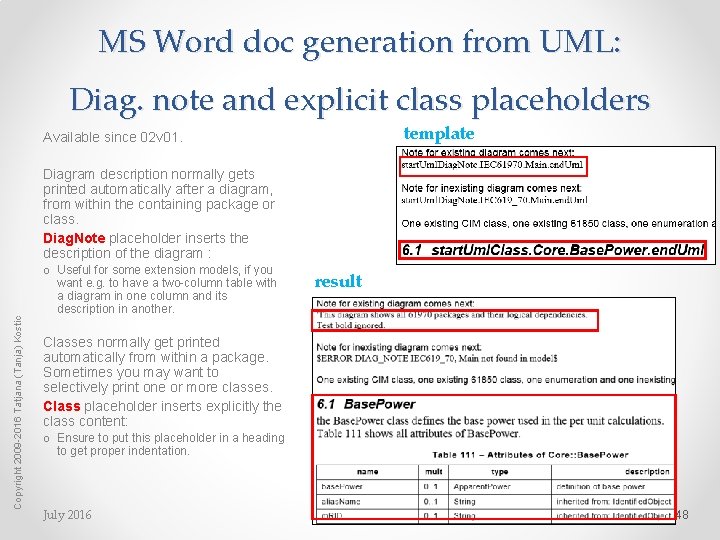 MS Word doc generation from UML: Diag. note and explicit class placeholders template Available