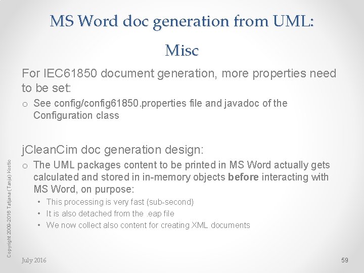 MS Word doc generation from UML: Misc For IEC 61850 document generation, more properties