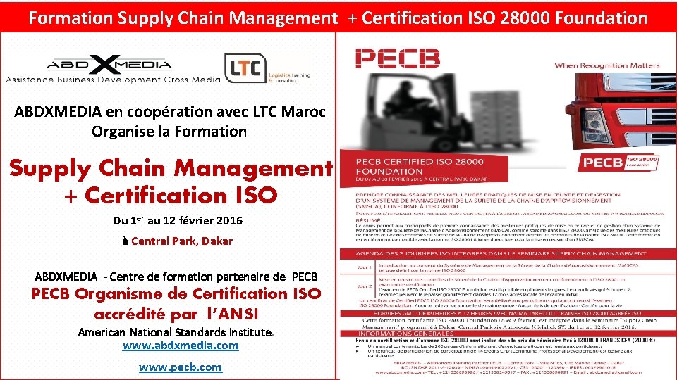 Formation Supply Chain Management + Certification ISO 28000 Foundation ABDXMEDIA en coopération avec LTC