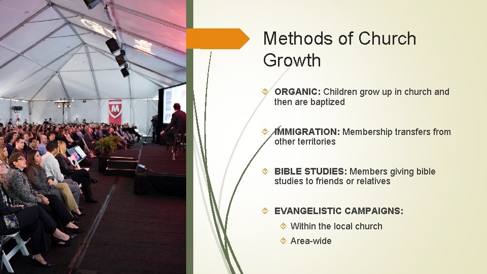 Methods of Church Growth ORGANIC: Children grow up in church and then are baptized