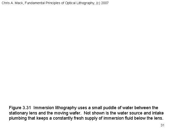 Chris A. Mack, Fundamental Principles of Optical Lithography, (c) 2007 Figure 3. 31 Immersion Chris A. Mack, Fundamental Principles of Optical Lithography, (c) 2007 Figure 3. 31 Immersion