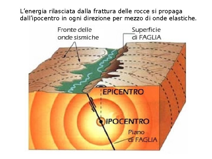 L’energia rilasciata dalla frattura delle rocce si propaga dall’ipocentro in ogni direzione per mezzo