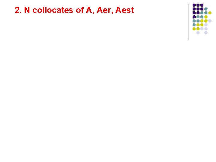 2. N collocates of A, Aer, Aest 