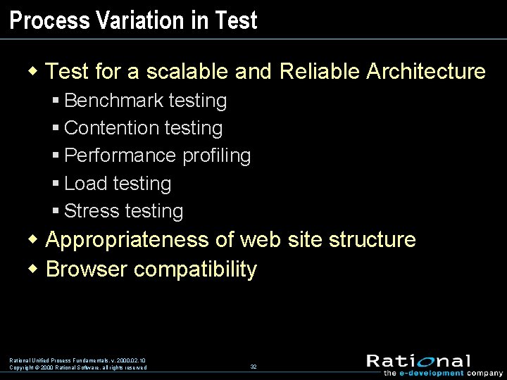 Process Variation in Test w Test for a scalable and Reliable Architecture § Benchmark