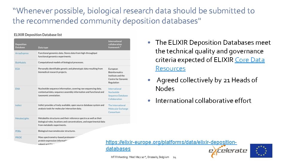 “Whenever possible, biological research data should be submitted to the recommended community deposition databases"