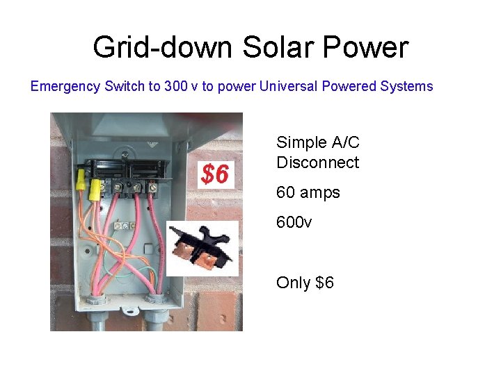 Grid-down Solar Power Emergency Switch to 300 v to power Universal Powered Systems Simple
