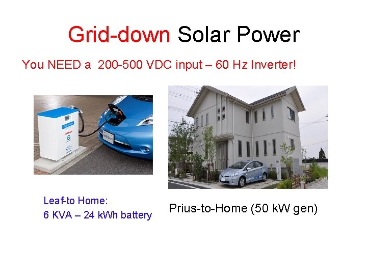 Grid-down Solar Power You NEED a 200 -500 VDC input – 60 Hz Inverter!