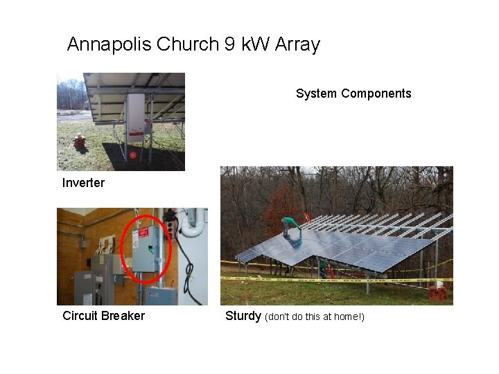 Annapolis Church 9 k. W Array System Components Inverter Circuit Breaker Sturdy (don’t do