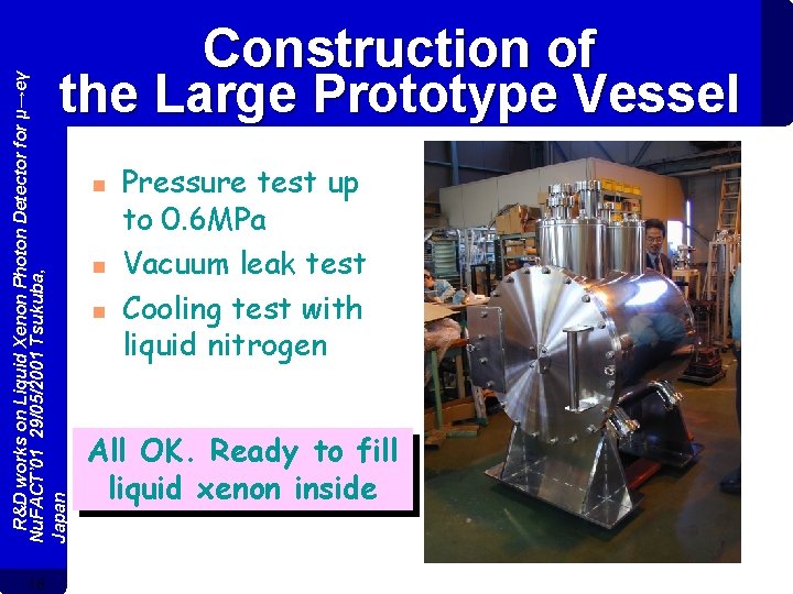 R&D works on Liquid Xenon Photon Detector for μ→eγ Nu. FACT’ 01 29/05/2001 Tsukuba,