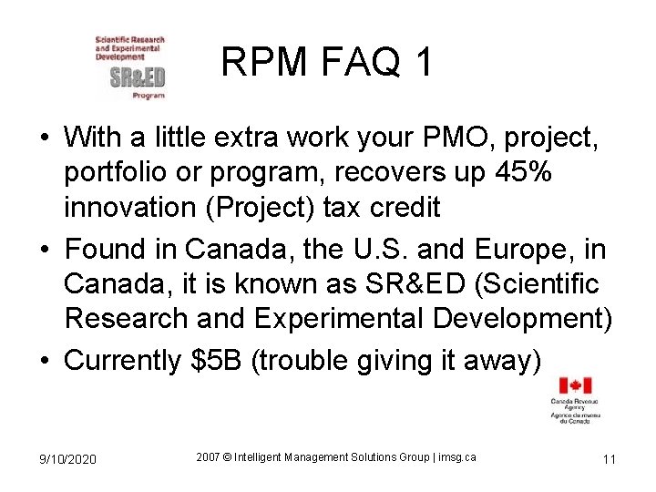 RPM FAQ 1 • With a little extra work your PMO, project, portfolio or