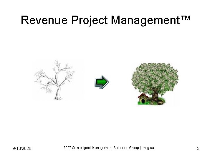 Revenue Project Management™ 9/10/2020 2007 © Intelligent Management Solutions Group | imsg. ca 3