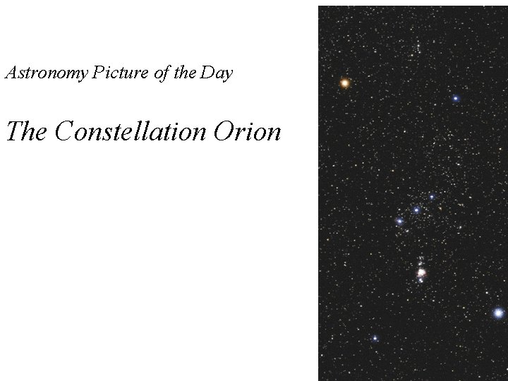 Astronomy Picture of the Day The Constellation Orion 