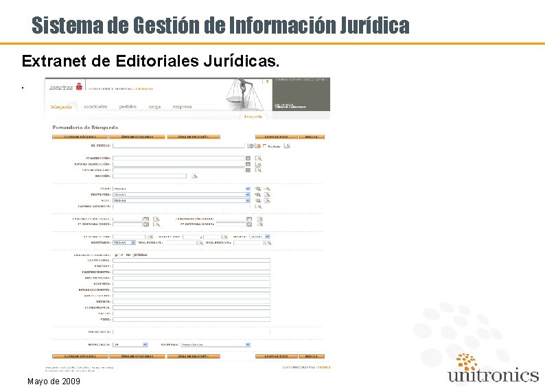 Sistema de Gestión de Información Jurídica Extranet de Editoriales Jurídicas. . Mayo de 2009