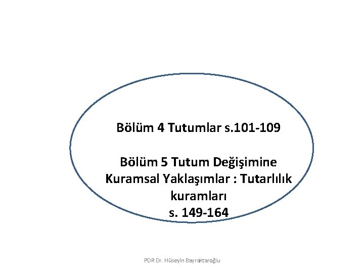 Ders IV Bölüm 4 Tutumlar s. 101 -109 Bölüm 5 Tutum Değişimine Kuramsal Yaklaşımlar