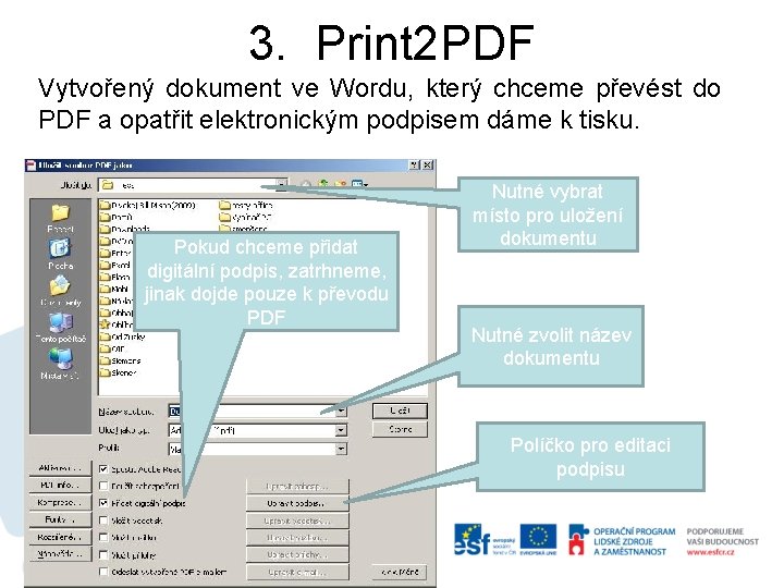 3. Print 2 PDF Vytvořený dokument ve Wordu, který chceme převést do PDF a