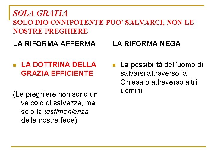 SOLA GRATIA SOLO DIO ONNIPOTENTE PUO’ SALVARCI, NON LE NOSTRE PREGHIERE LA RIFORMA AFFERMA