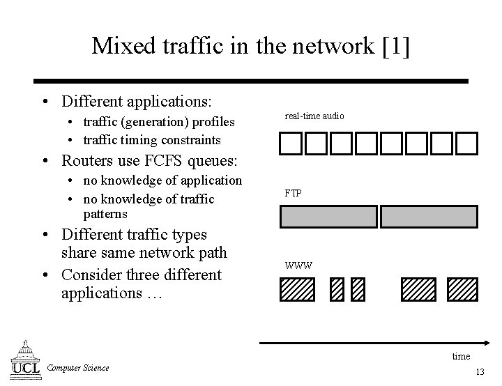 Mixed traffic in the network [1] • Different applications: • traffic (generation) profiles •