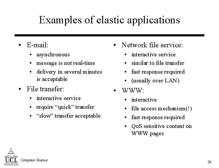 Examples of elastic applications • E-mail: • asynchronous • message is not real-time •