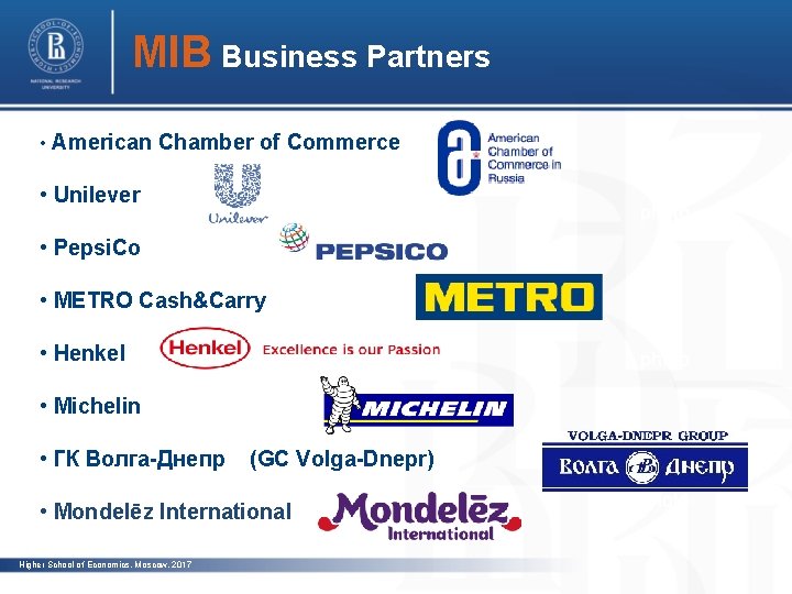 MIB Business Partners • American Chamber of Commerce • Unilever photo • Pepsi. Co