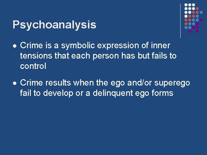 Psychoanalysis l Crime is a symbolic expression of inner tensions that each person has