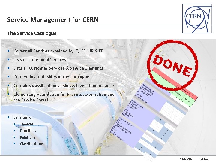 Service Management for CERN The Service Catalogue § Covers all Services provided by IT,