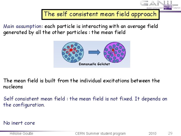 The self consistent mean field approach Main assumption: each particle is interacting with an