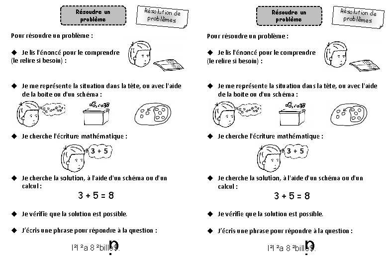 Résoudre un problème Résolution d e problèmes Pour résoudre un problème : u Je