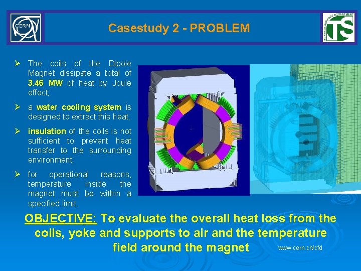 Casestudy 2 - PROBLEM Ø The coils of the Dipole Magnet dissipate a total