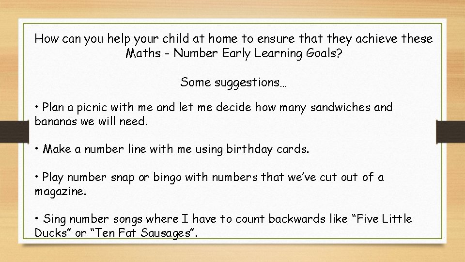 How can you help your child at home to ensure that they achieve these