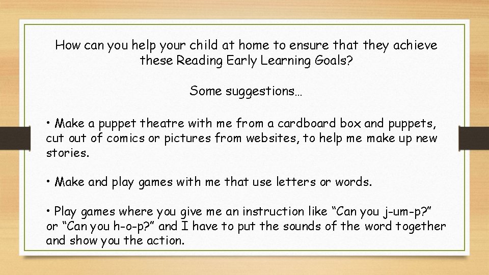 How can you help your child at home to ensure that they achieve these