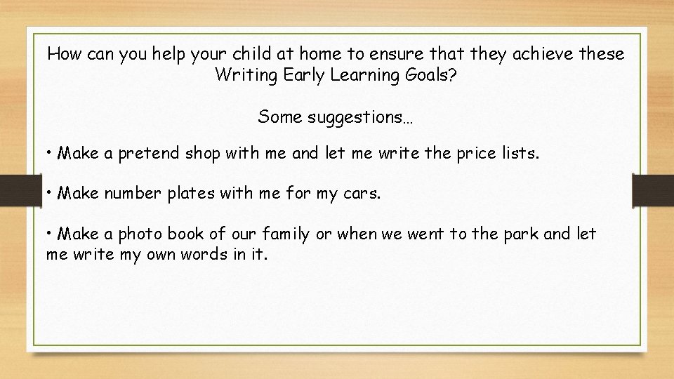 How can you help your child at home to ensure that they achieve these