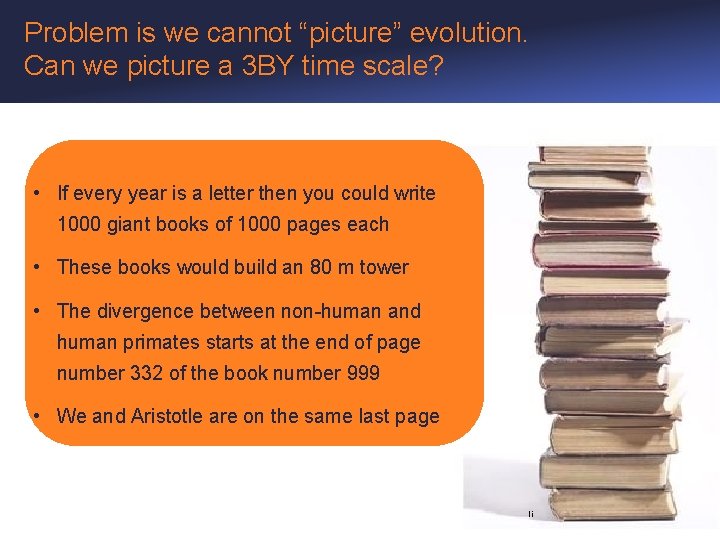 Problem is we cannot “picture” evolution. Can we picture a 3 BY time scale?