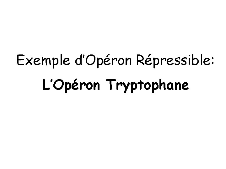 Exemple d’Opéron Répressible: L’Opéron Tryptophane 