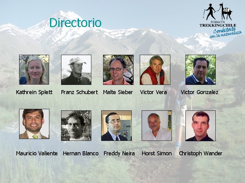 Directorio Kathrein Splett Franz Schubert Malte Sieber Mauricio Valiente Hernan Blanco Freddy Neira Victor