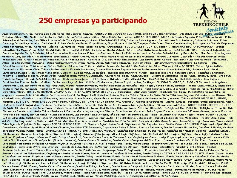 250 empresas ya participando Aacciontour. com, Arica - Agencia de Turismo Sol del Desierto,