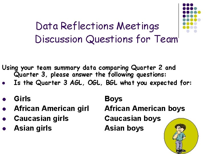 Data Reflections Meetings Discussion Questions for Team Using your team summary data comparing Quarter