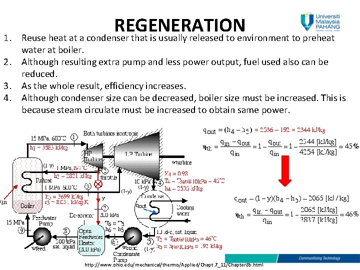1. 2. 3. 4. REGENERATION Reuse heat at a condenser that is usually released