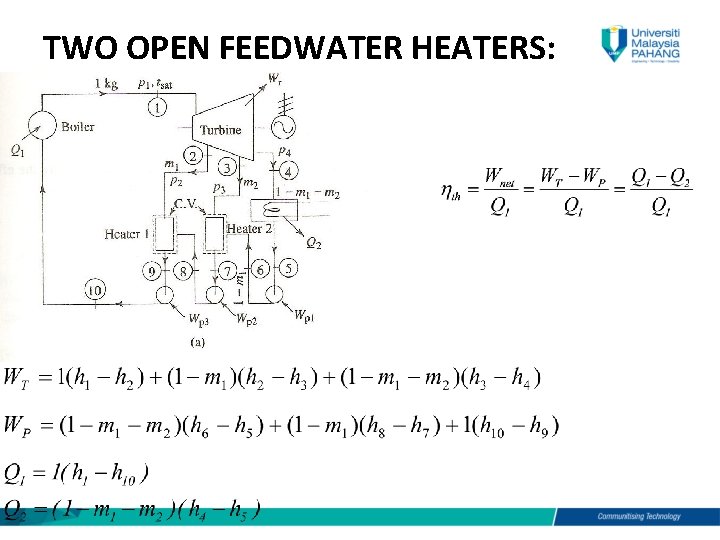 TWO OPEN FEEDWATER HEATERS: EFFICIENCY 