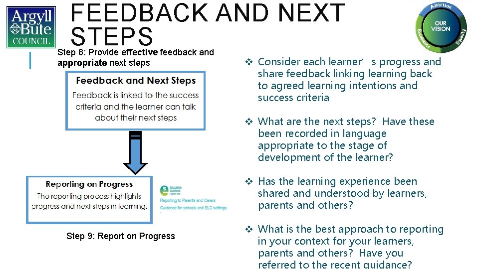 FEEDBACK AND NEXT STEPS Step 8: Provide effective feedback and appropriate next steps v