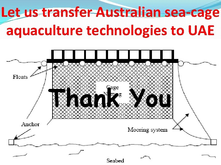 Let us transfer Australian sea-cage aquaculture technologies to UAE Thank You 