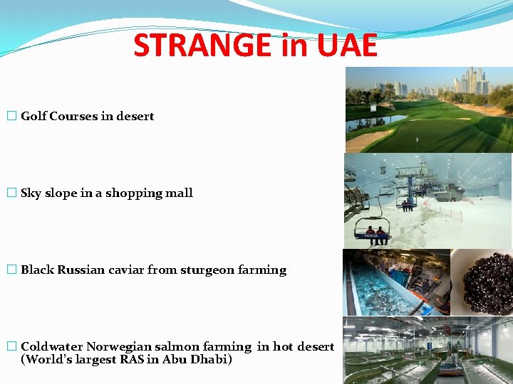 STRANGE in UAE � Golf Courses in desert � Sky slope in a shopping