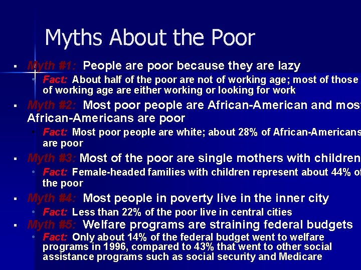 Myths About the Poor § Myth #1: People are poor because they are lazy