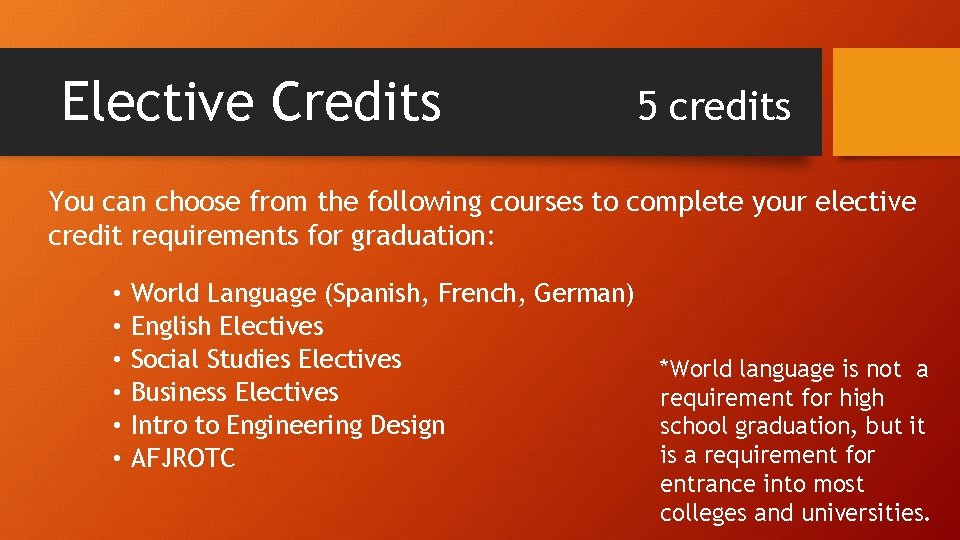 Elective Credits 5 credits You can choose from the following courses to complete your