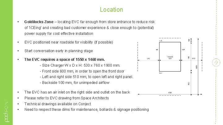 Location • Goldilocks Zone – locating EVC far enough from store entrance to reduce