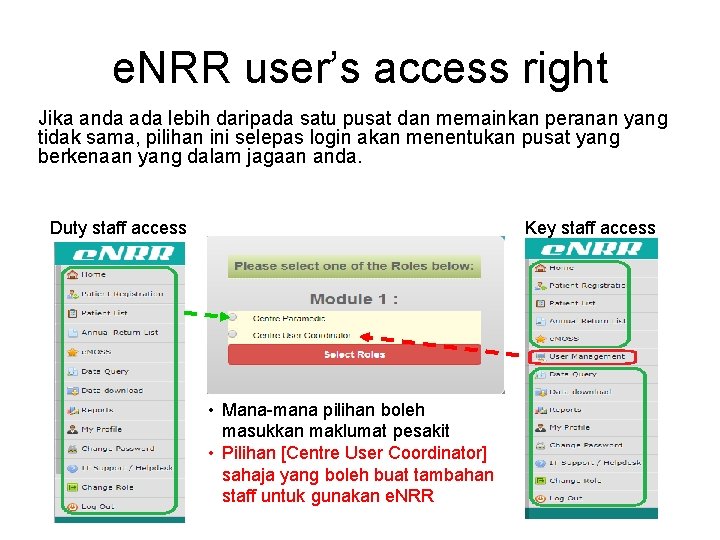 e. NRR user’s access right Jika anda ada lebih daripada satu pusat dan memainkan
