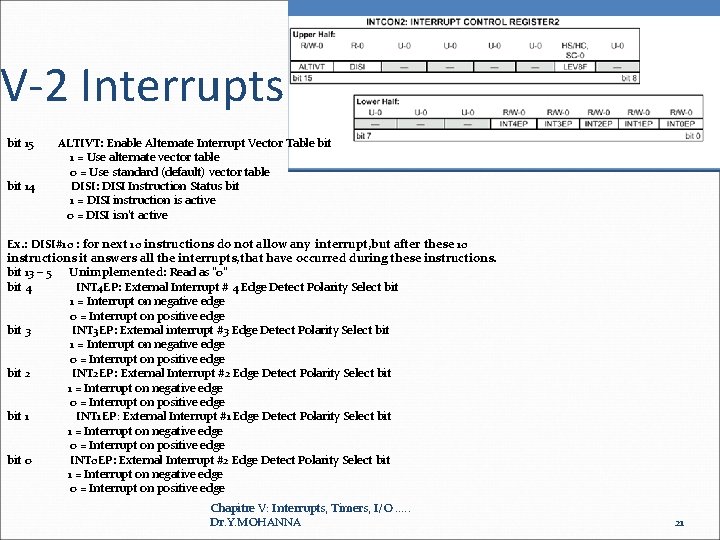 V-2 Interrupts bit 15 ALTIVT: Enable Alternate Interrupt Vector Table bit 1 = Use
