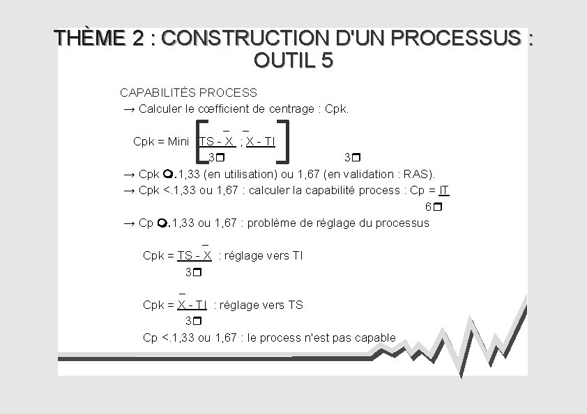 THÈME 2 : CONSTRUCTION D'UN PROCESSUS : OUTIL 5 CAPABILITÉS PROCESS → Calculer le