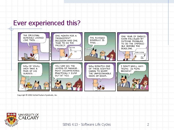 Ever experienced this? SENG 613 - Software Life Cycles 2 
