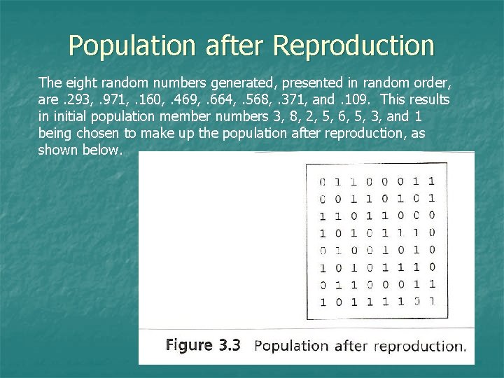 Population after Reproduction The eight random numbers generated, presented in random order, are. 293,
